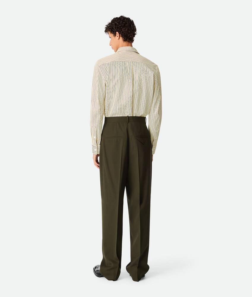 Men's Light Wool Wide Leg Trousers  in Dark forest Product Image