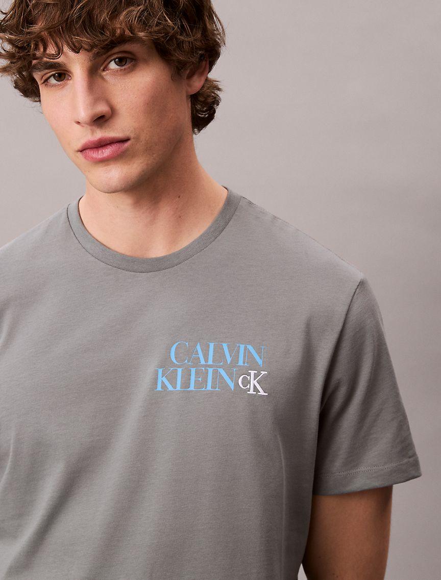 Calvin Klein Mens Stacked CK Logo Easy Tee - Grey Product Image
