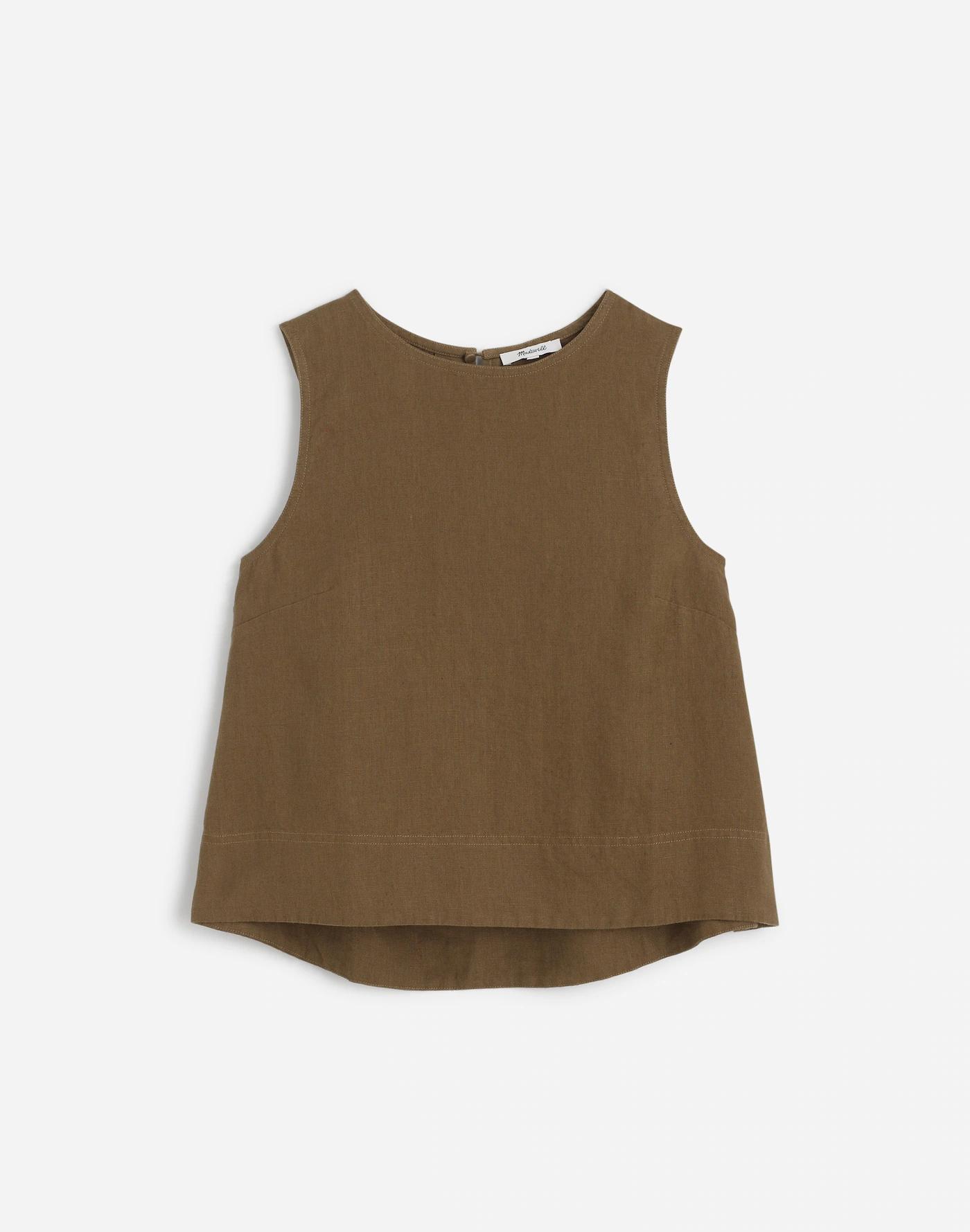 Linen Pleated Shell Top Product Image