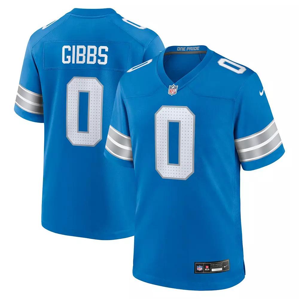 Men's Nike Jahmyr Gibbs Blue Detroit Lions Game Player Jersey, Size: 3XL Product Image