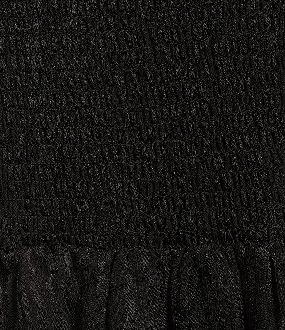 Michael Kors Moire Jacquard Off-The-Shoulder Long Sleeve Smocked Top Product Image