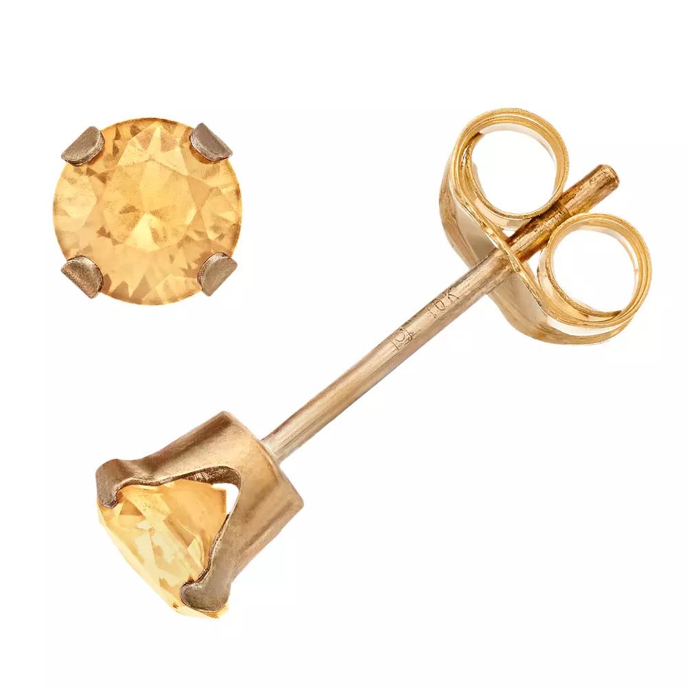 Pure Gem Collection 10k Gold Citrine Stud Earrings, Women's Product Image