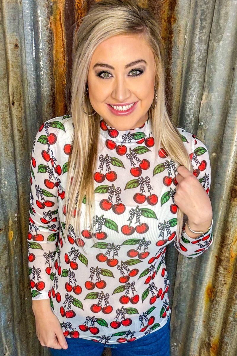 Sterling Kreek Cherry On Top Mesh Top Product Image