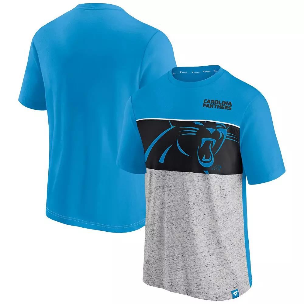 Men's Fanatics Blue Carolina Panthers Colorblock T-Shirt, Size: Large Product Image