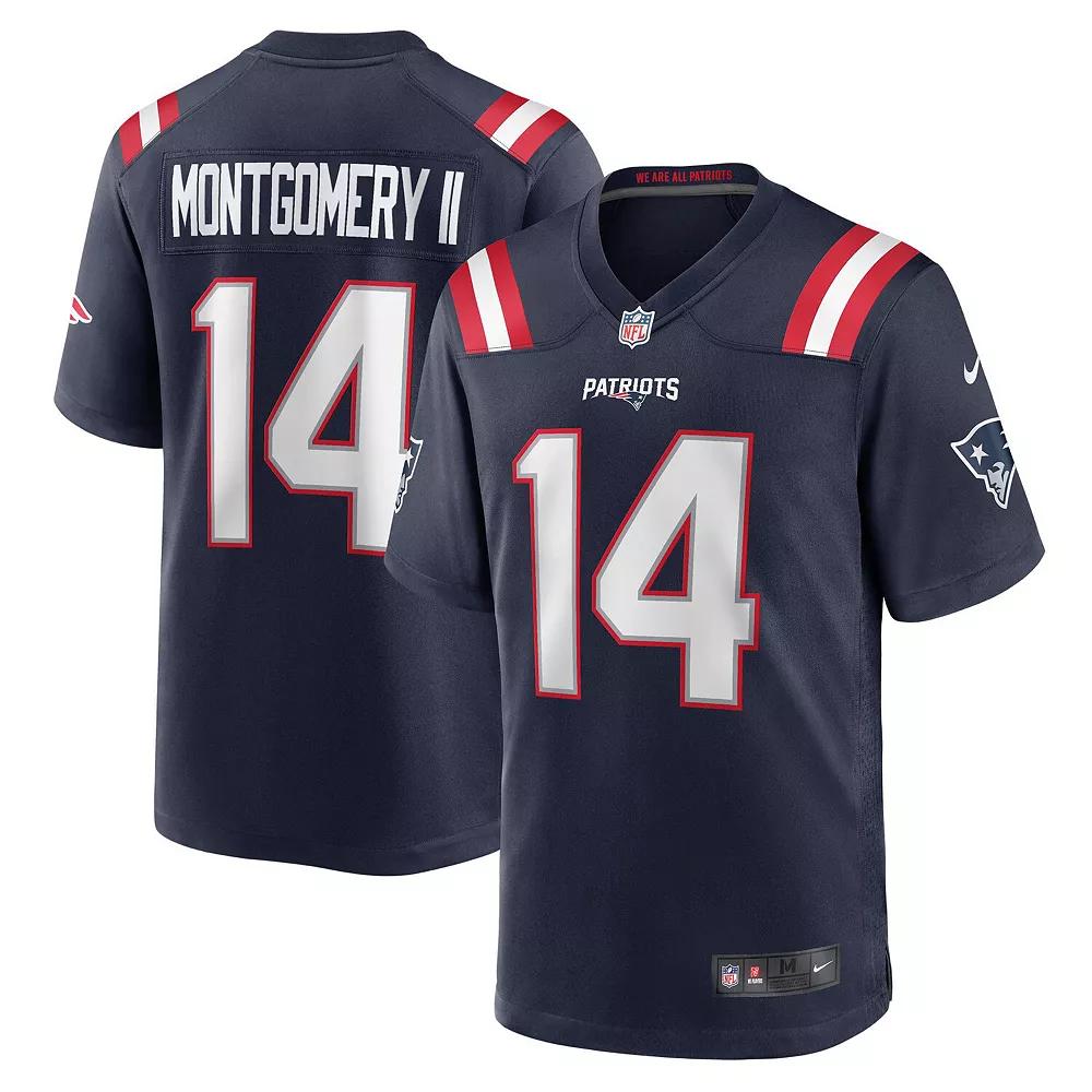 Men's Nike Ty Montgomery Navy New England Patriots Game Jersey, Size: 2XL, Blue Product Image