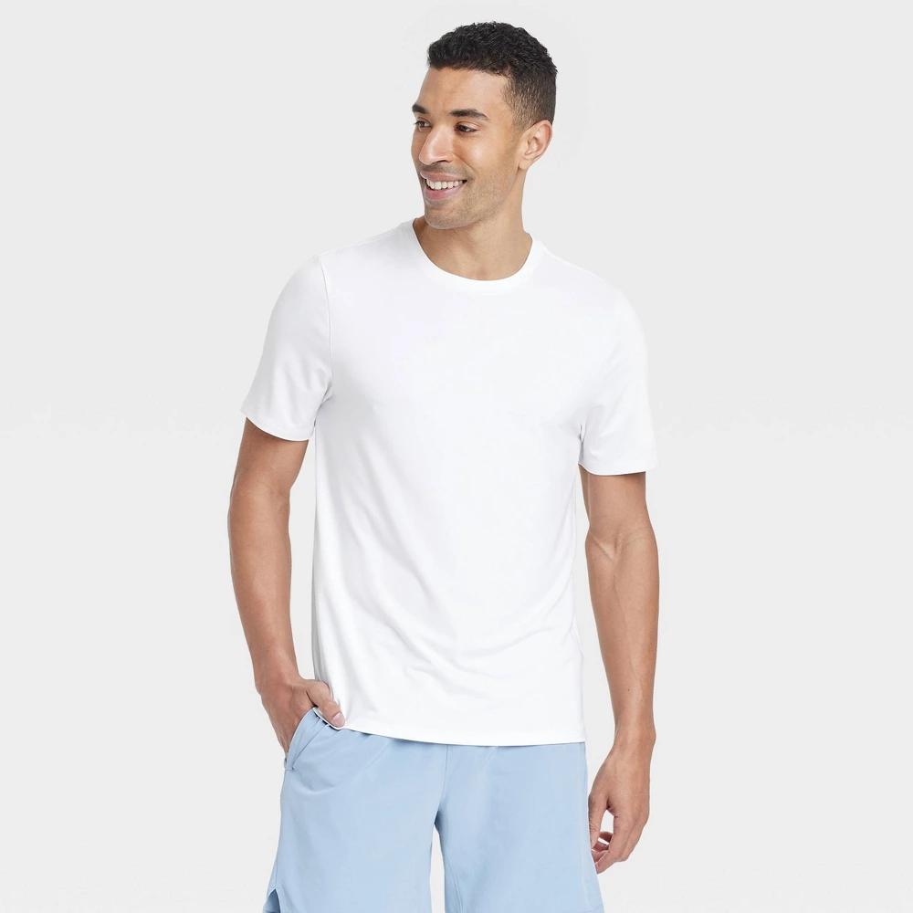 Men's Big Short Sleeve Performance T-Shirt - All In Motion™ White 3XL: Recycled Polyester, Spandex, Moisture Wicking, Quick Drying, Jersey Product Image