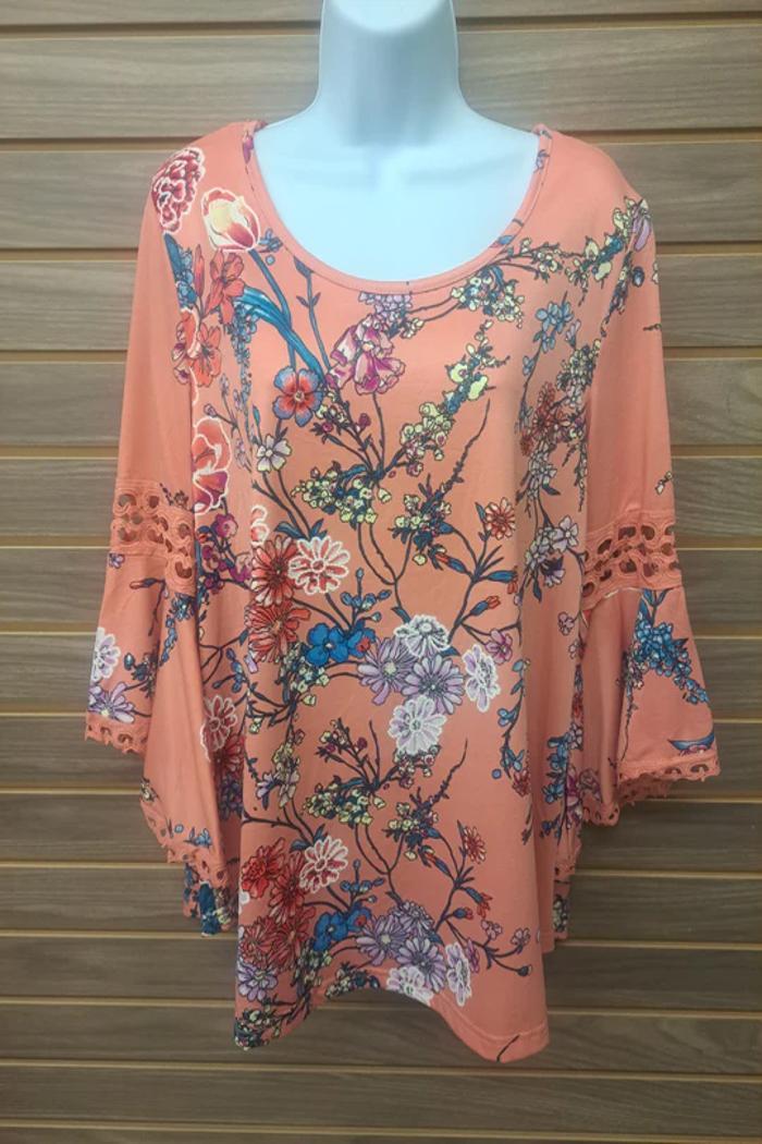 Pink Lace Insert Bell Sleeve Product Image