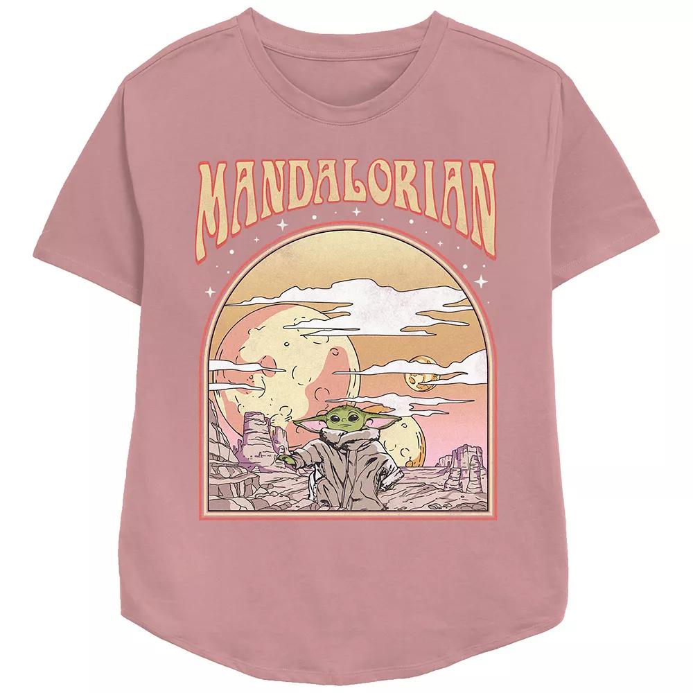 Women's Star Wars The Mandalorian The Child Walking Relaxed Fit Graphic Tee, Girl's, Size: XXL, Pink Product Image