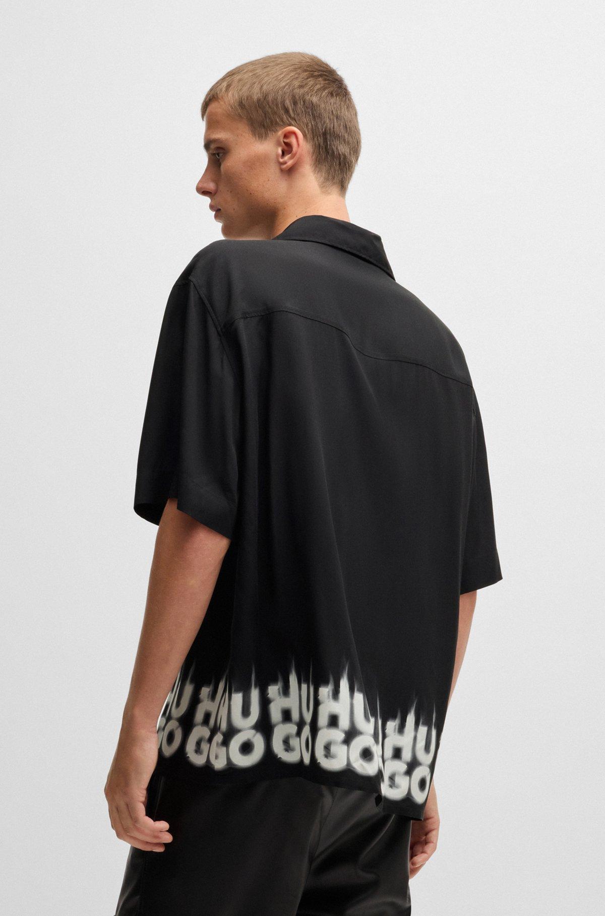 Oversize-fit shirt with smoke logo-print hem Product Image