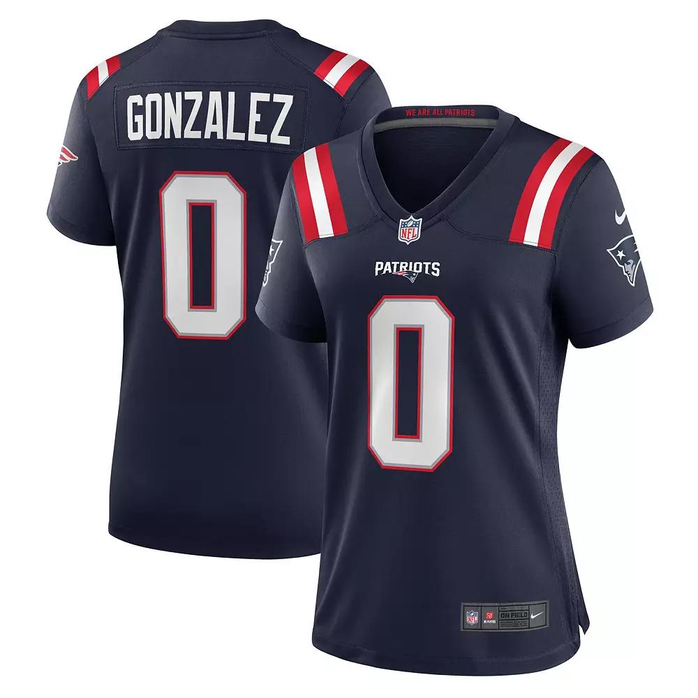 Women's Nike Christian Gonzalez Navy New England Patriots Team Game Jersey, Size: Small, Blue Product Image