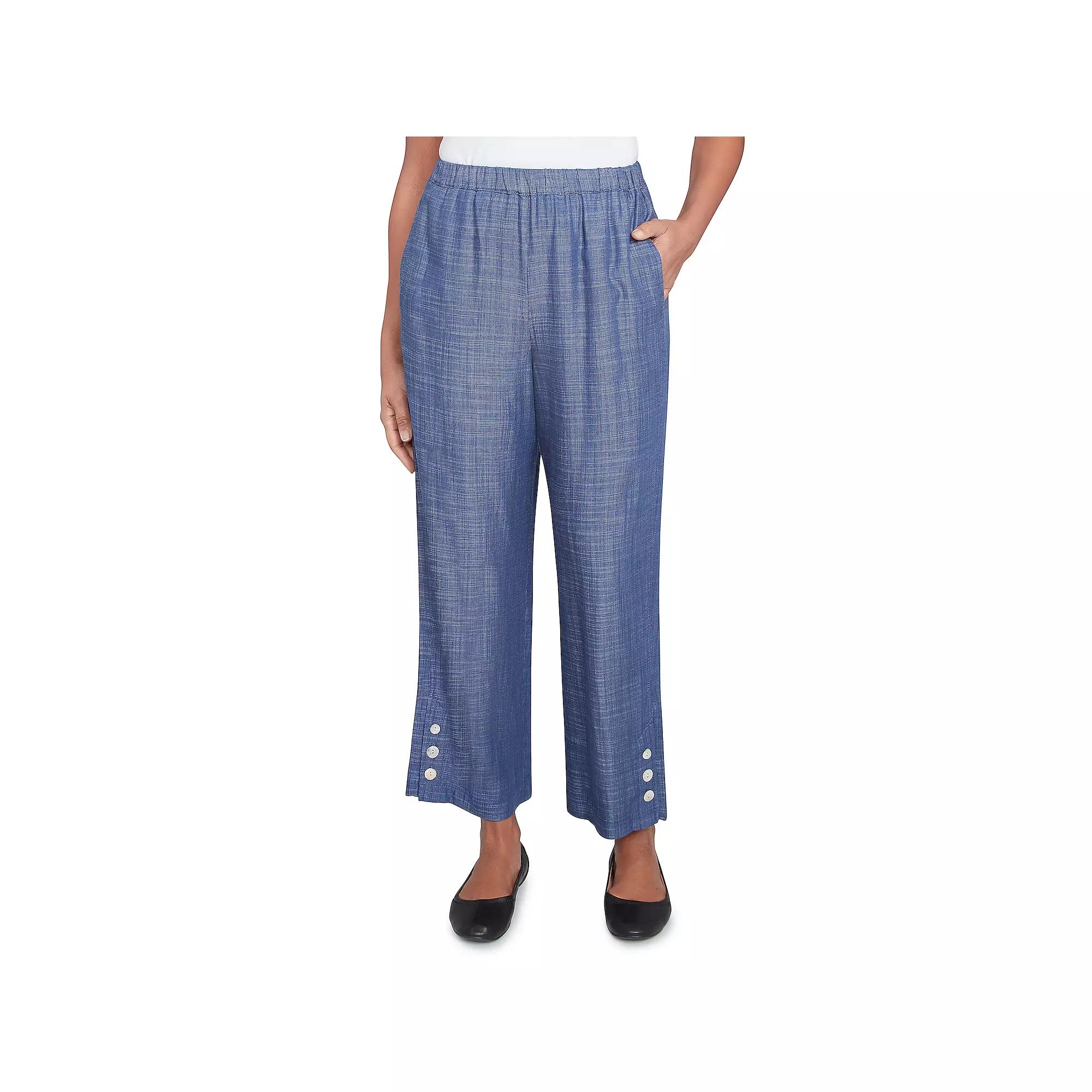 Women's Alfred Dunner Relaxed Button Detail Ankle Pants,  Product Image