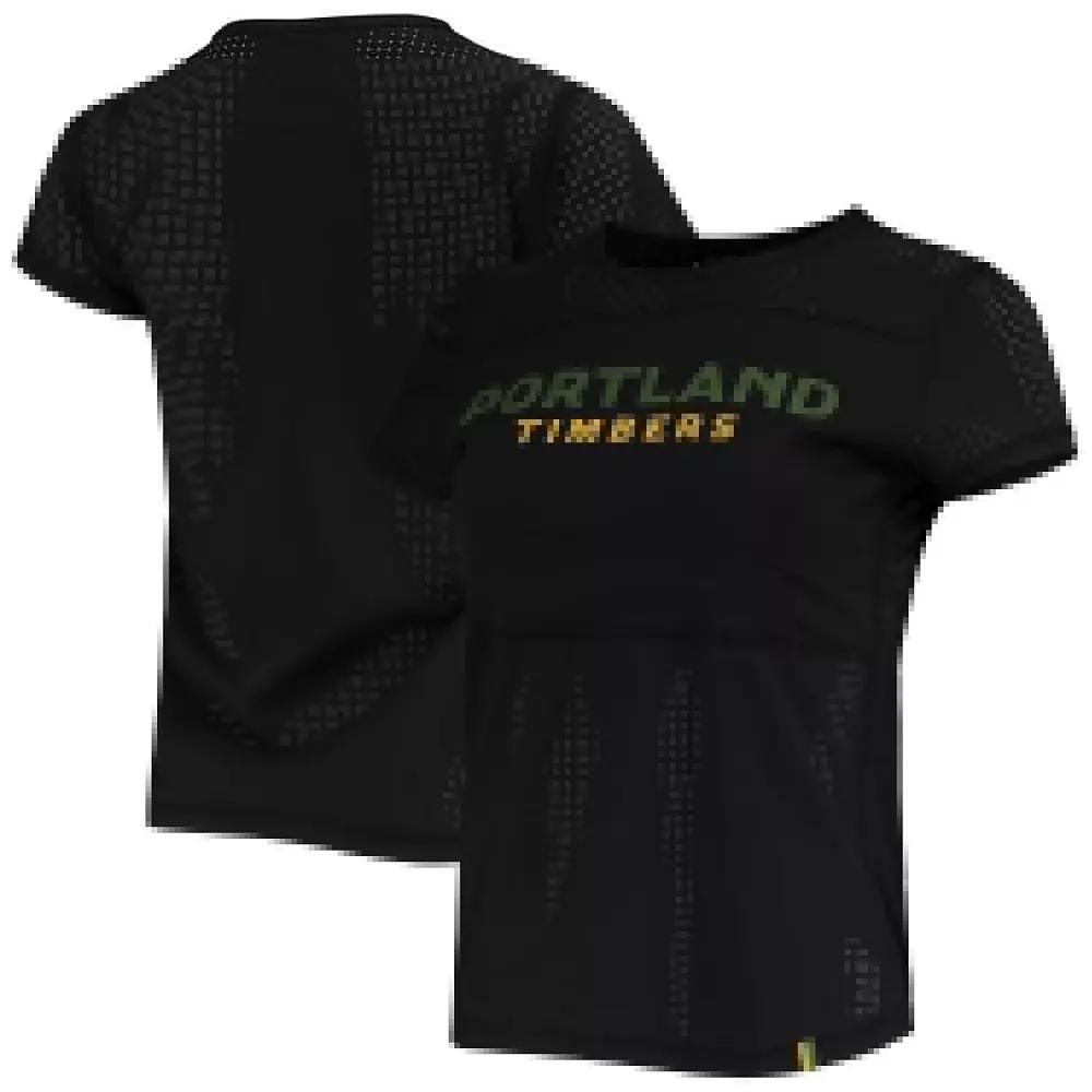 Women's The Wild Collective Black Portland Timbers Mesh T-Shirt, Size: Medium Product Image