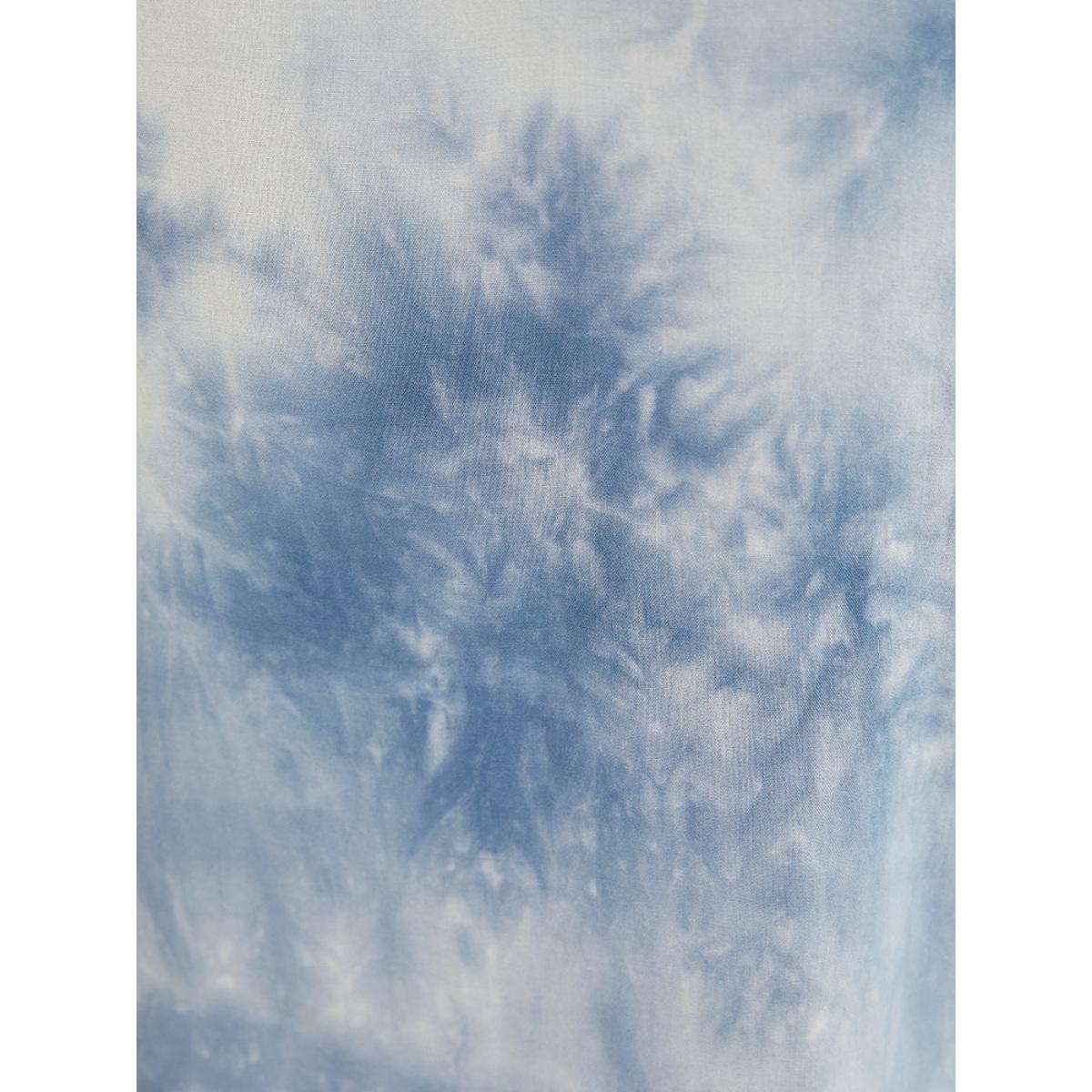 Plus Size Stone Tie Dye Notched Dolman Sleeve Blouse Women Vacation Short sleeve Notched collar Dailywear Blouses BloomChic 12/L Product Image