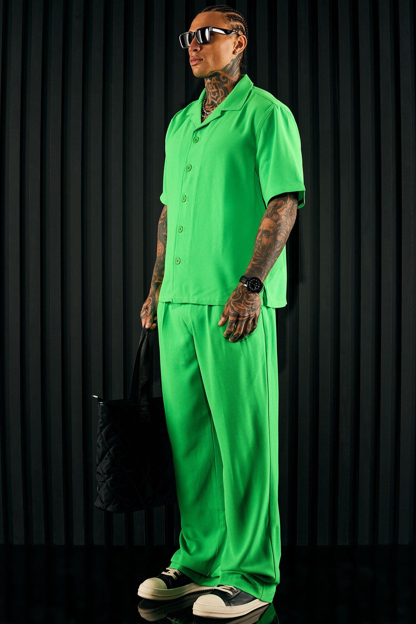 Golden Hour Pleated Loose Trousers - Green Product Image