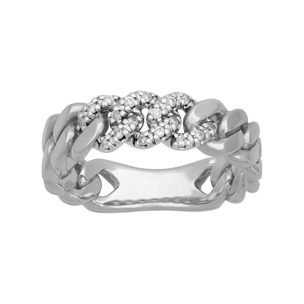 AXL 10k Gold 1/10 Carat T.W. Diamond Men's Link Band, 10k White Gold Product Image