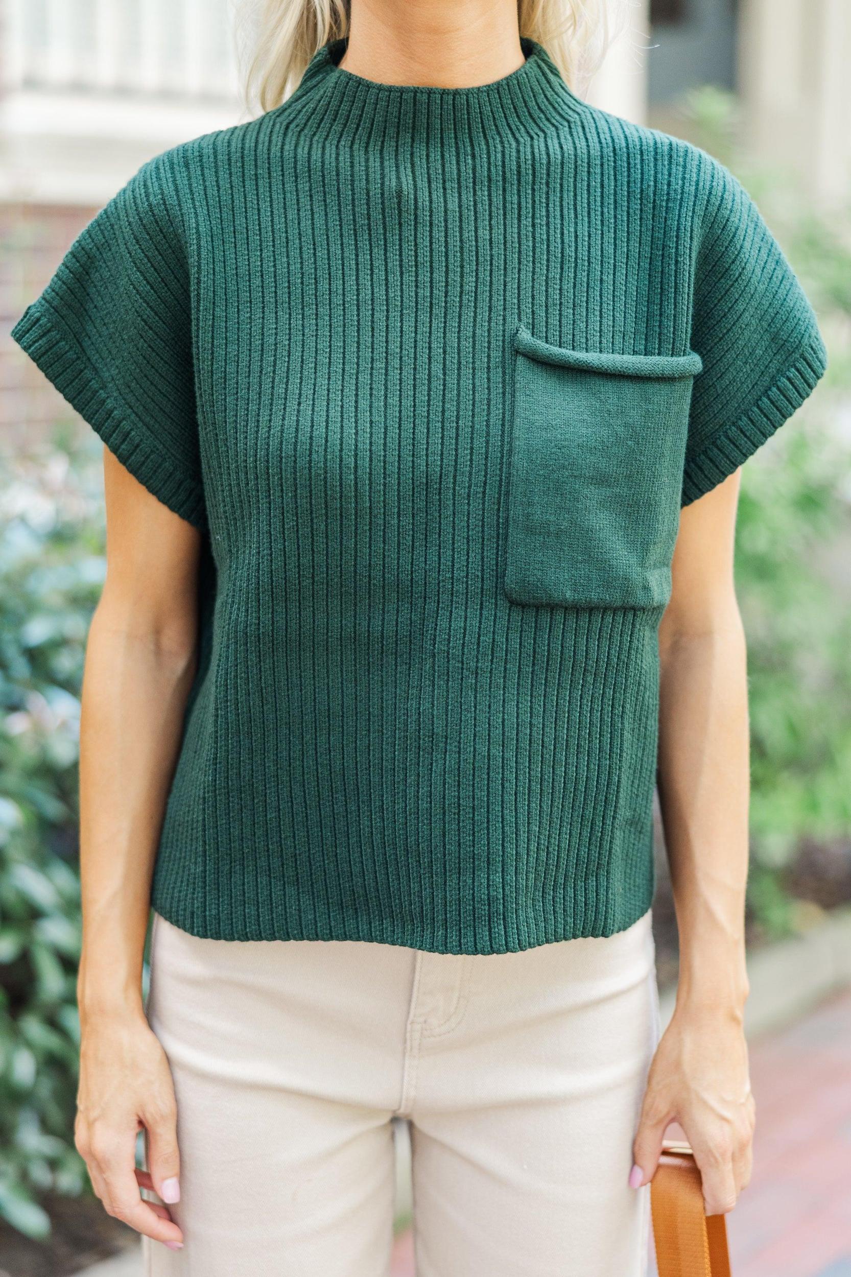 Open Your Mind Emerald Green Short Sleeve Sweater Female Product Image