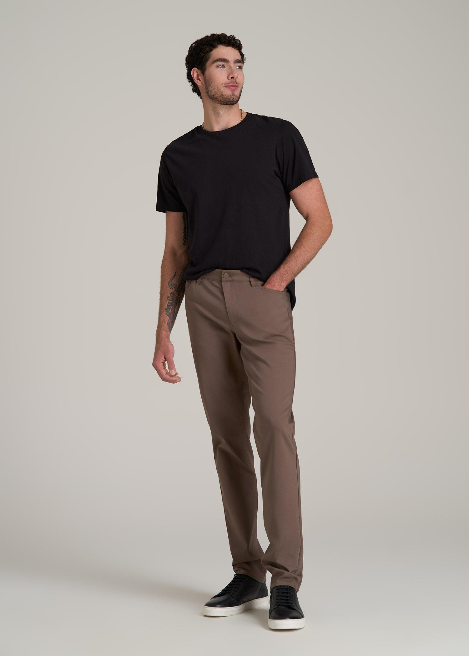 365 Stretch 5-Pocket TAPERED Pants for Tall Men in Washed Brown Product Image