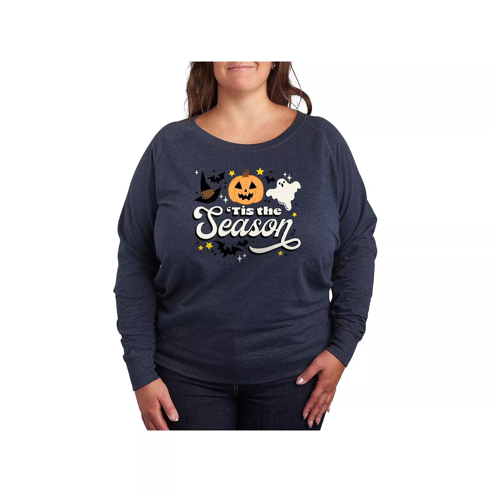 Plus Size 'Tis The Season Halloween French Terry Long Sleeve Tee, Women's, Size: 1XL, Beige Product Image