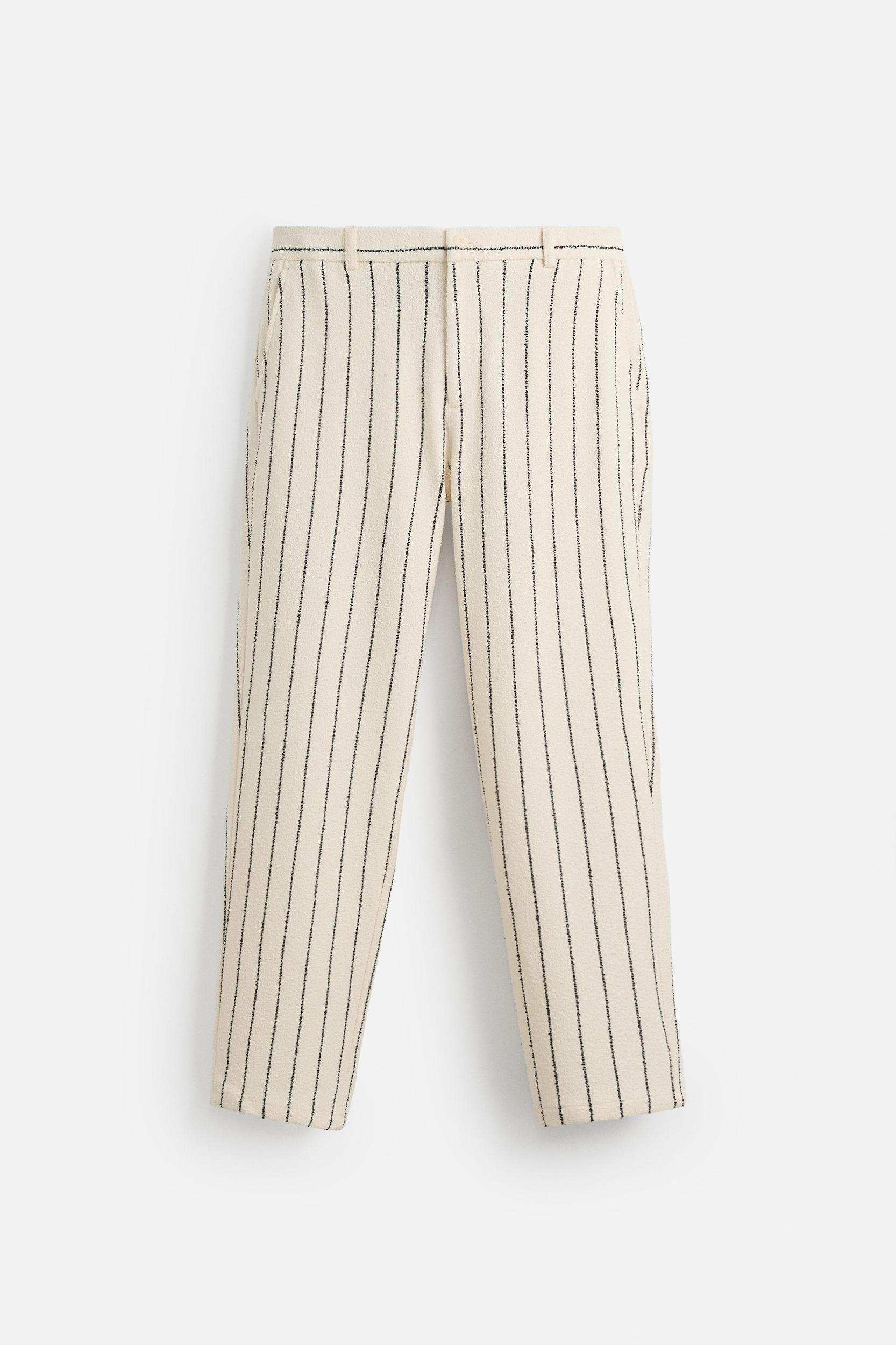 STRIPED TEXTURED TERRY PANTS Product Image