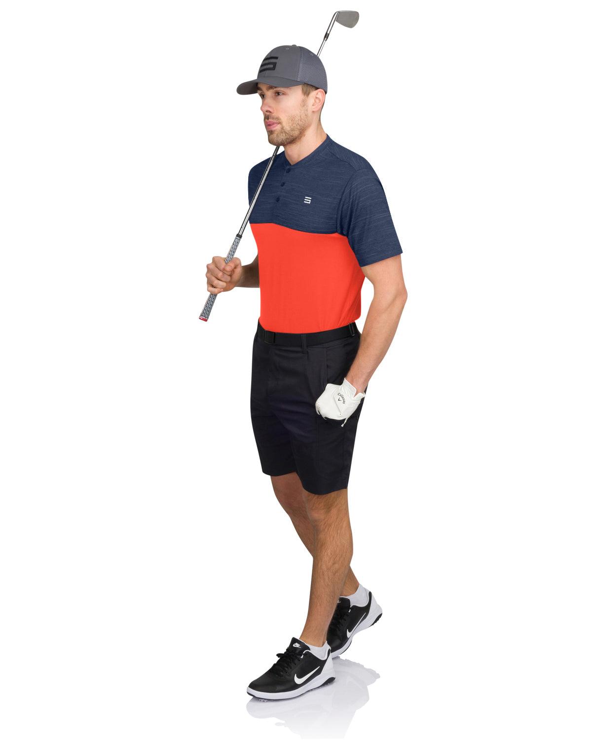Three Sixty Six Two Tone Collarless Golf Polo Male Product Image