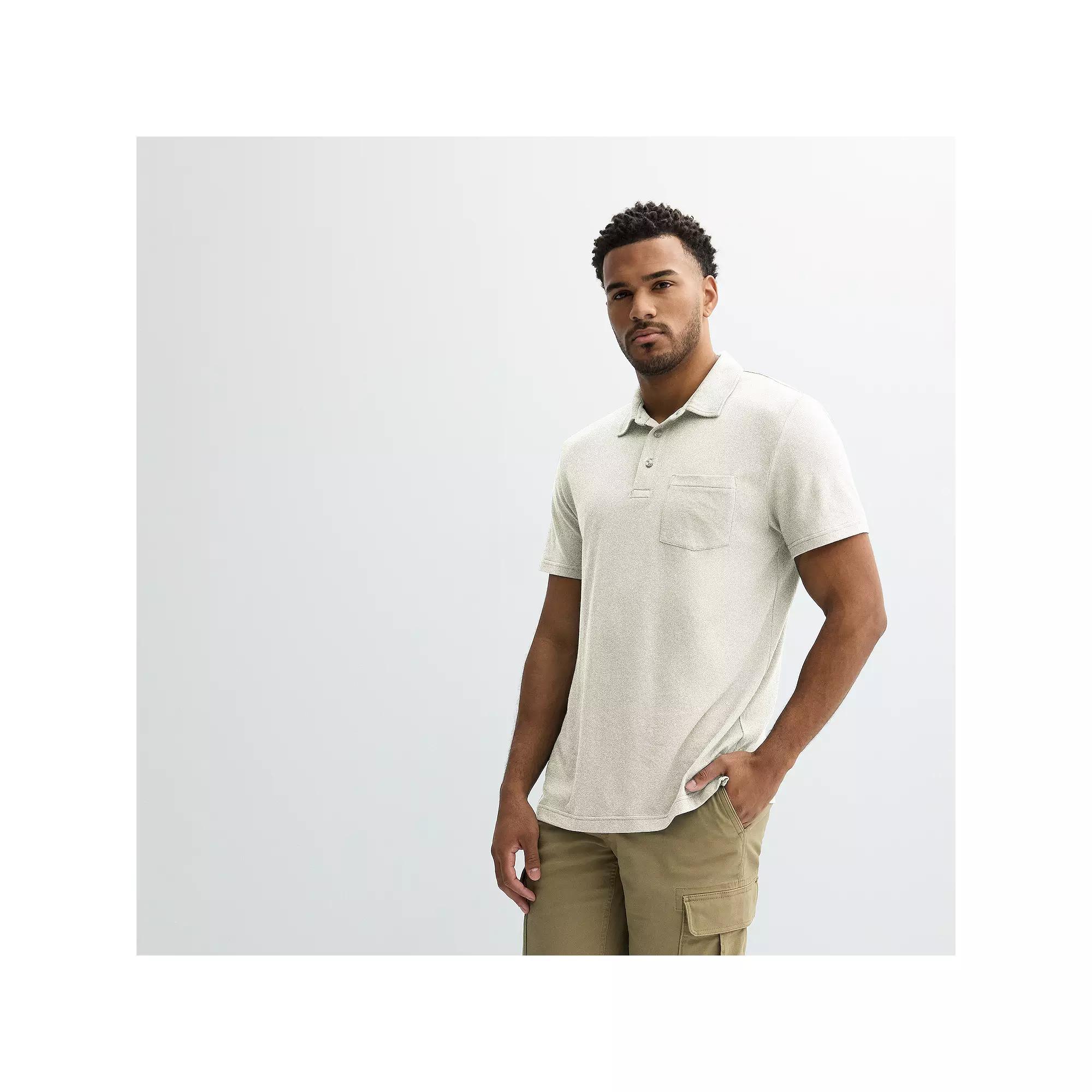 Men's Sonoma Goods For Life® Supersoft Short Sleeve Polo, Size: XXL, Oat Grey Product Image