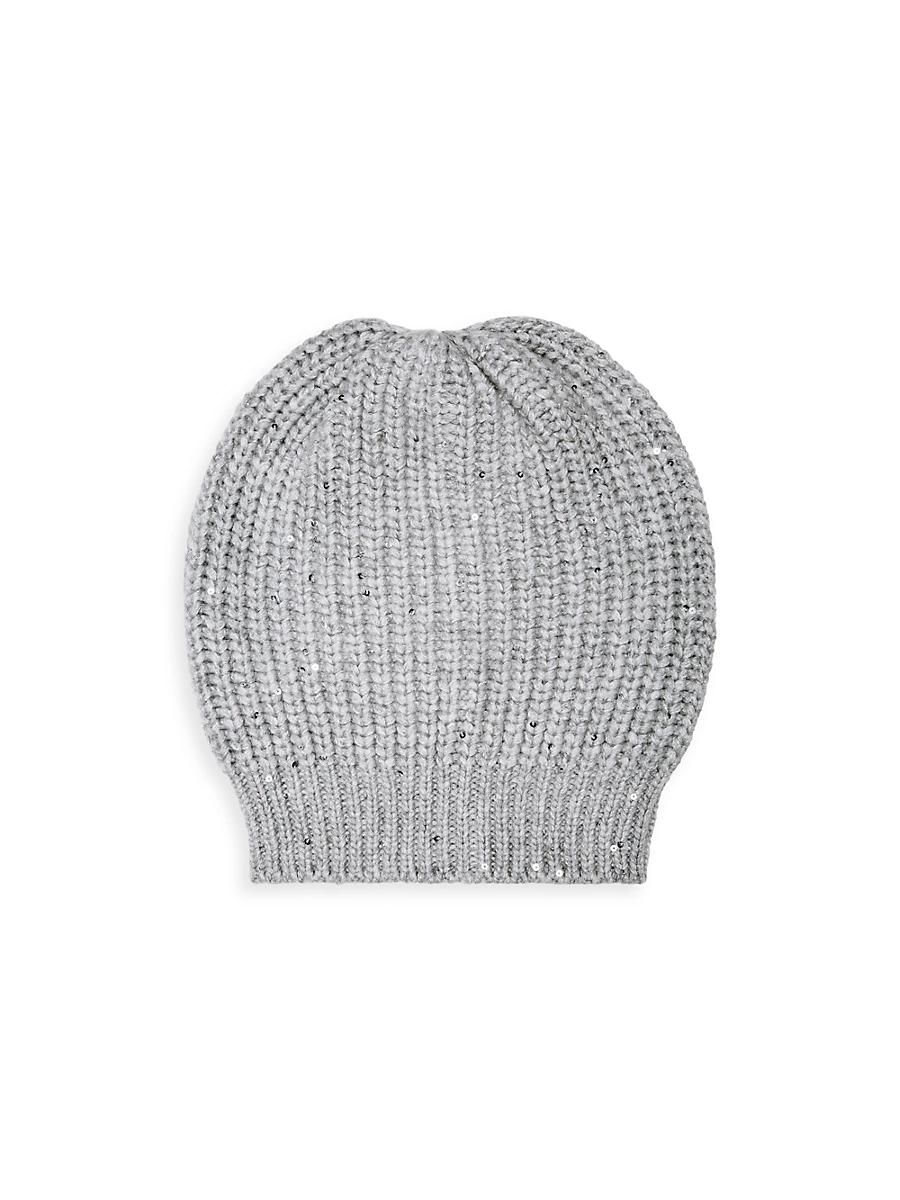Womens Cashmere and Silk Diamond Yarn Knit Beanie Product Image