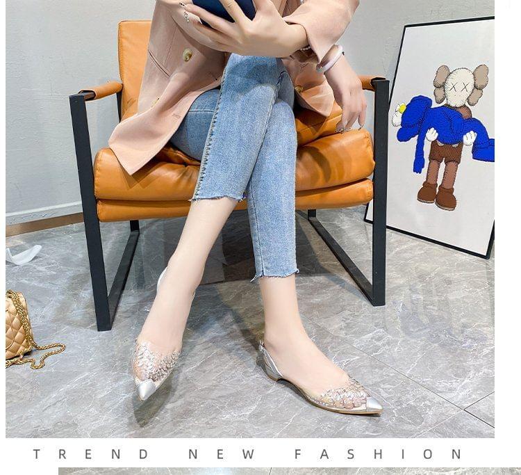 Rhinestone Pointed Toe Slingback Sandals Product Image