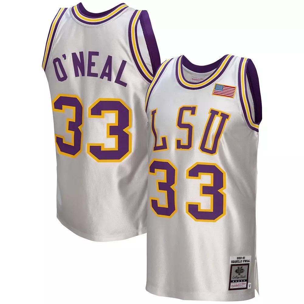 Men's Mitchell & Ness Shaquille O'Neal White LSU Tigers College Vault 1990/91 Authentic Jersey, Size: Large Product Image