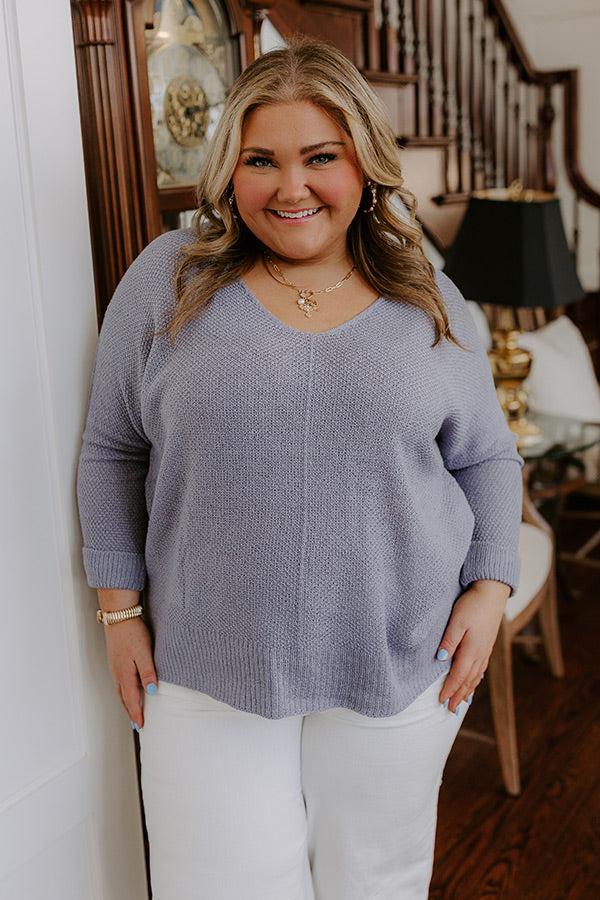 Morning Dew Knit Sweater Top in Periwinkle Curves Product Image