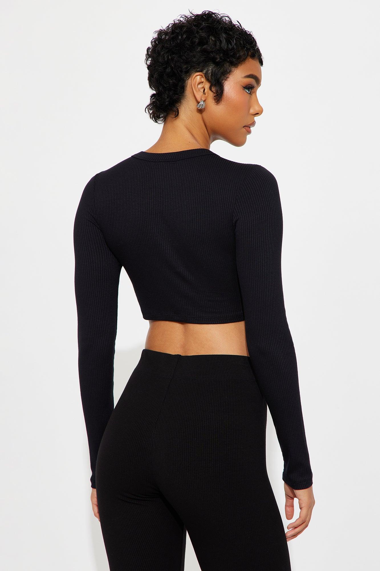 Jana Cropped Long Sleeve Top - Black Female Product Image