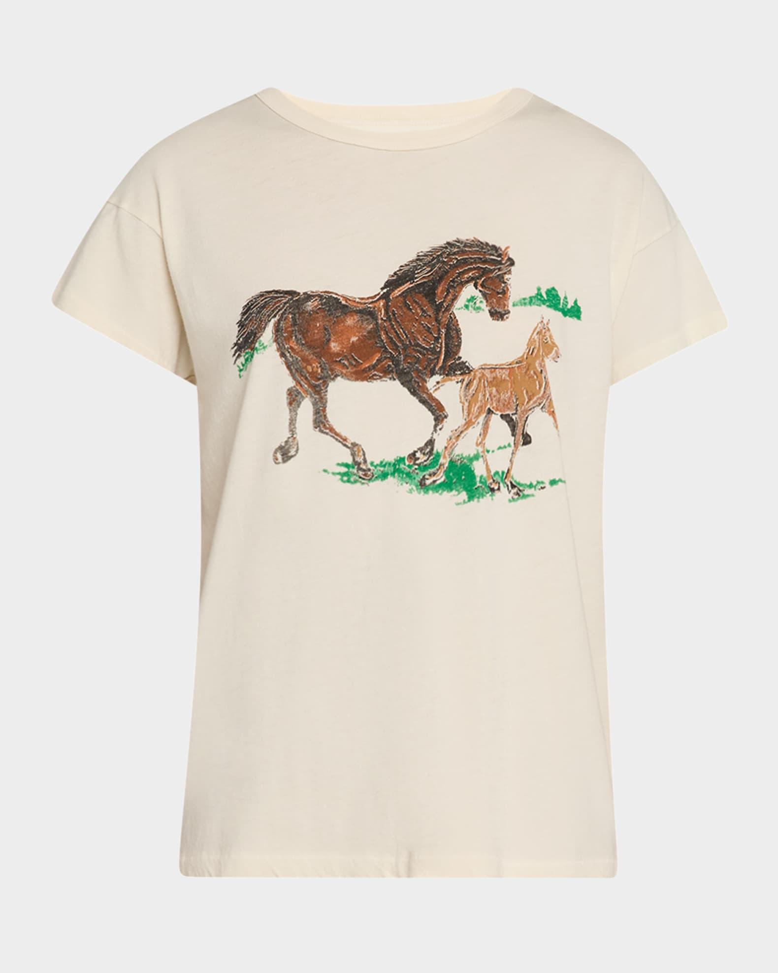 The Boxy Crew Tee with Running Horses Product Image