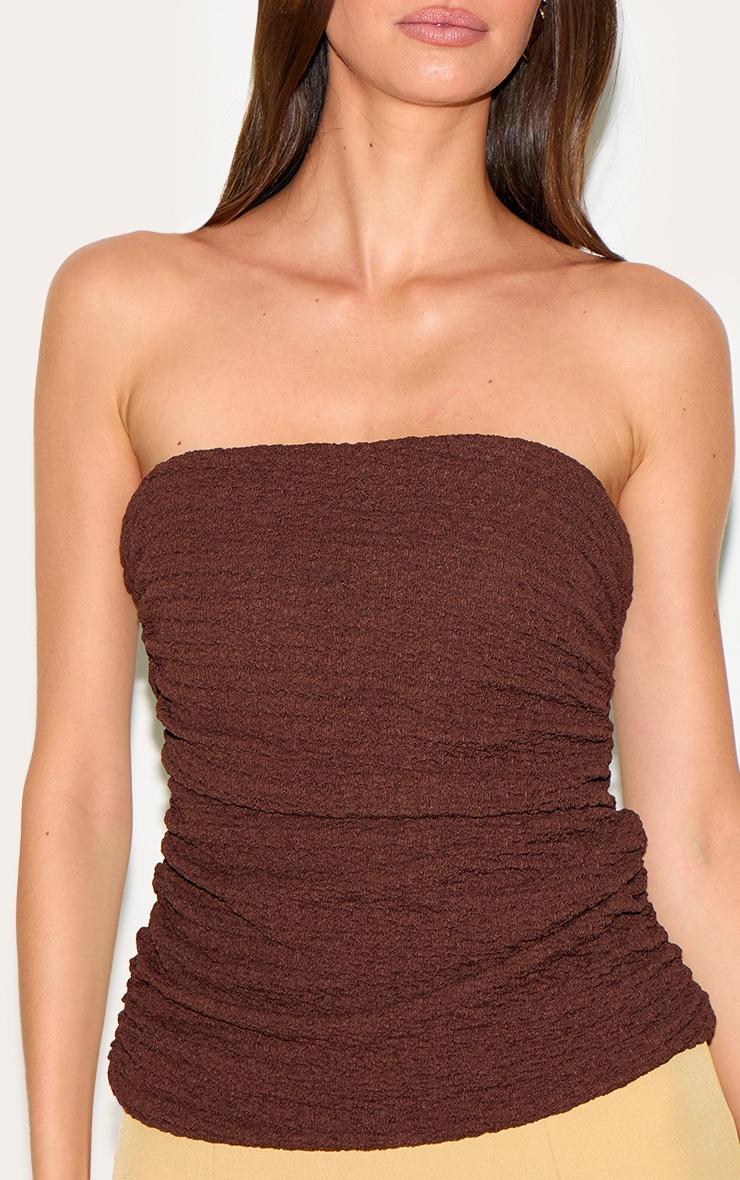 Chocolate Textured Double Layer Bandeau Top Product Image