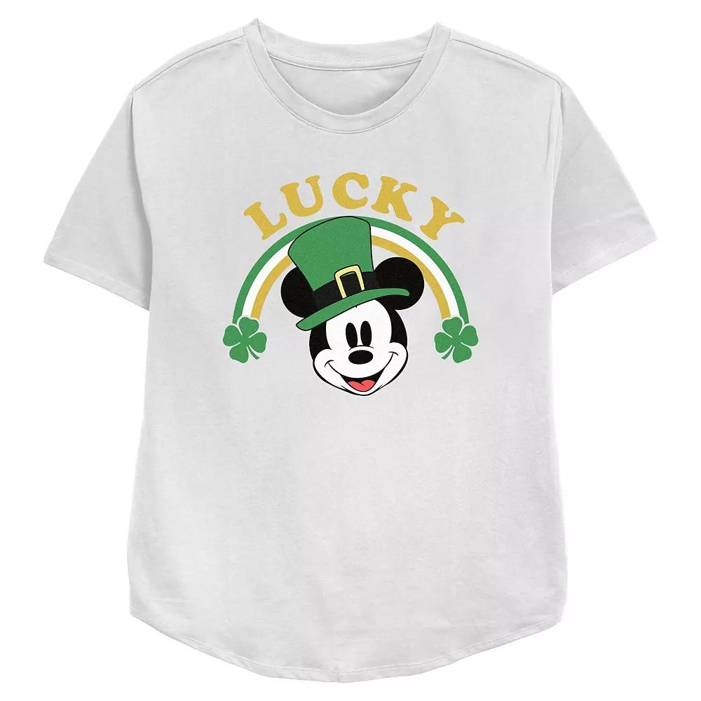 Disney's Mickey Mouse Lucky Shamrock Rainbow Women's Relaxed Fit Graphic Tee,  Product Image
