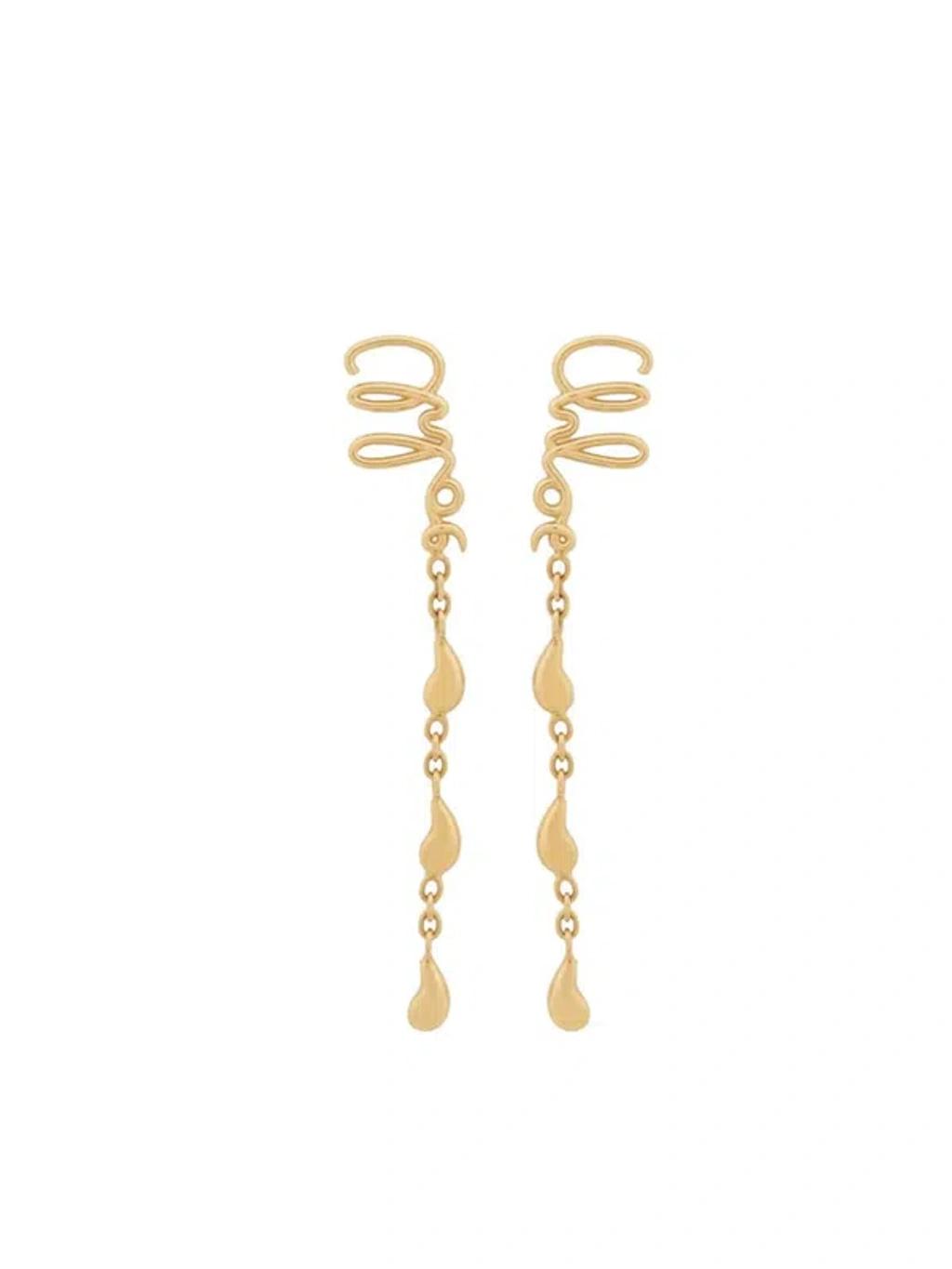 CHLOÉ Iconic Signature Dangling Earrings In Gold Product Image