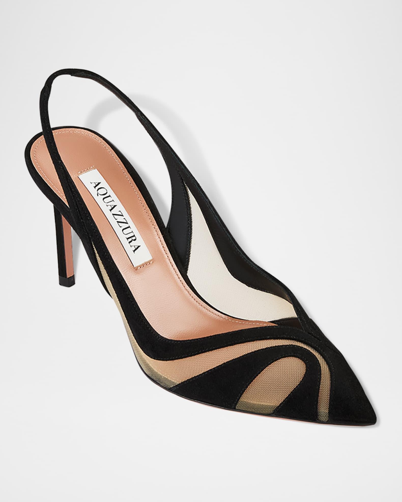 Lune Suede Mesh Slingback Pumps Product Image