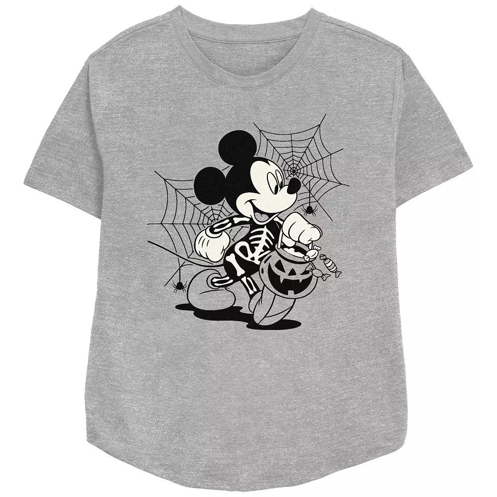 Disney's Mickey Mouse Skeleton Trick Or Treater Women's Relaxed Fit Graphic Tee,  Product Image