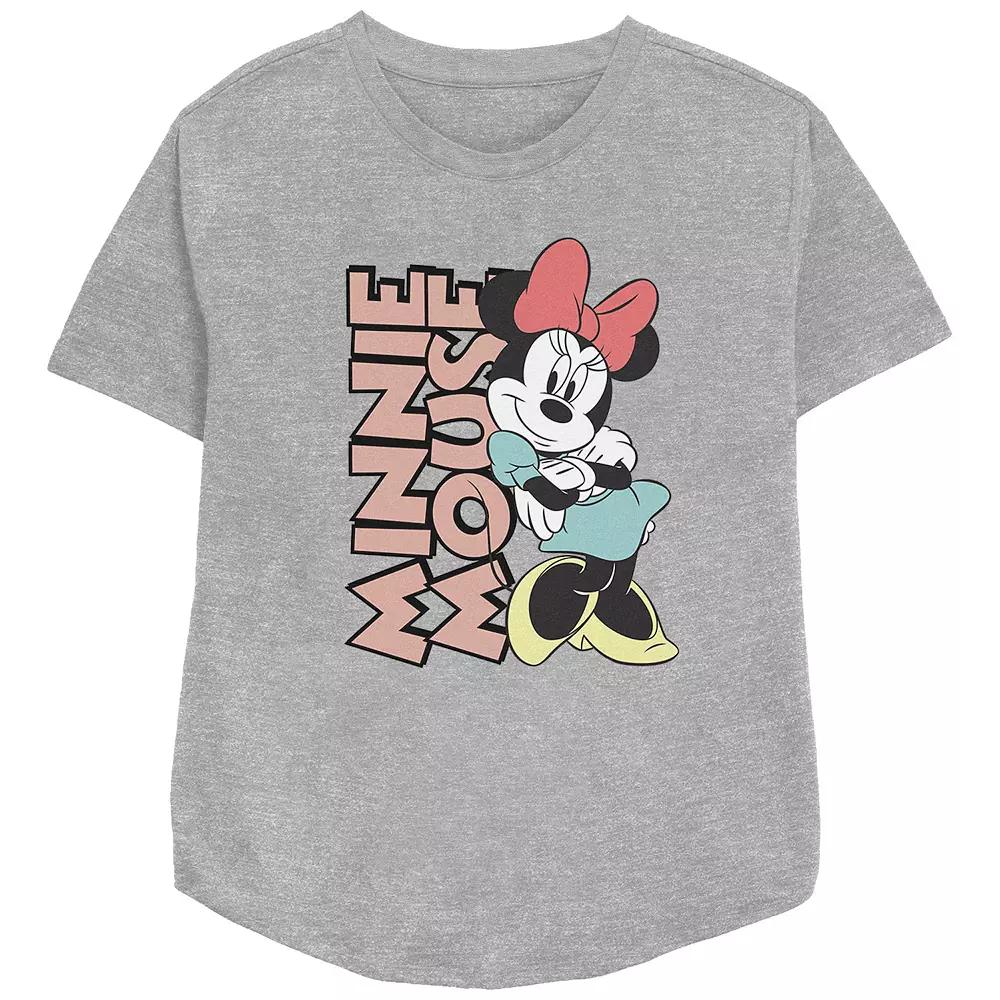 Disney's Minnie Mouse Lean On Me Women's Relaxed Fit Graphic Tee, Size: Medium, Athletic Grey Product Image