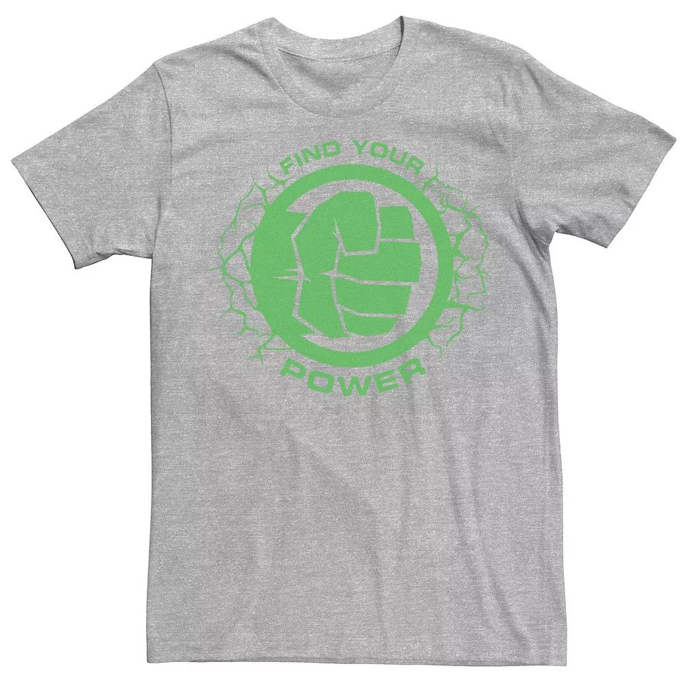 Men's Marvel Hulk Find Your Power Simple Logo Tee, Size: Large, Athletic Grey Product Image