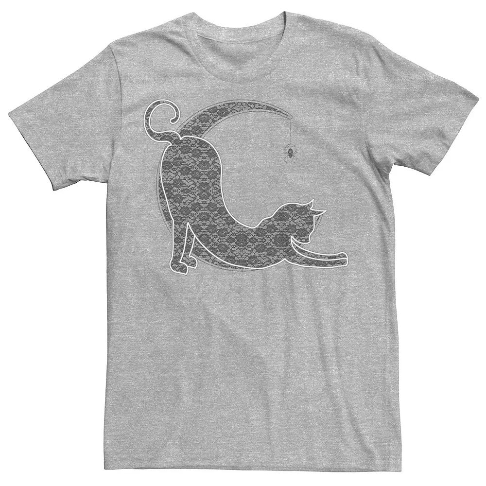 Men's Halloween Lacey Black Cat Crescent Moon Tee,  Product Image