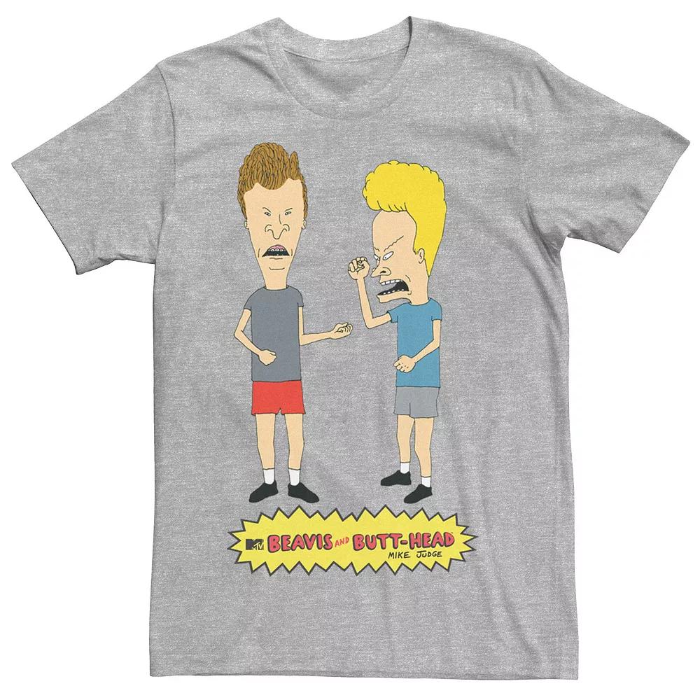 Men's Beavis & Butthead Metal Group Shot Logo Tee, Size: 3XL, Athletic Grey Product Image