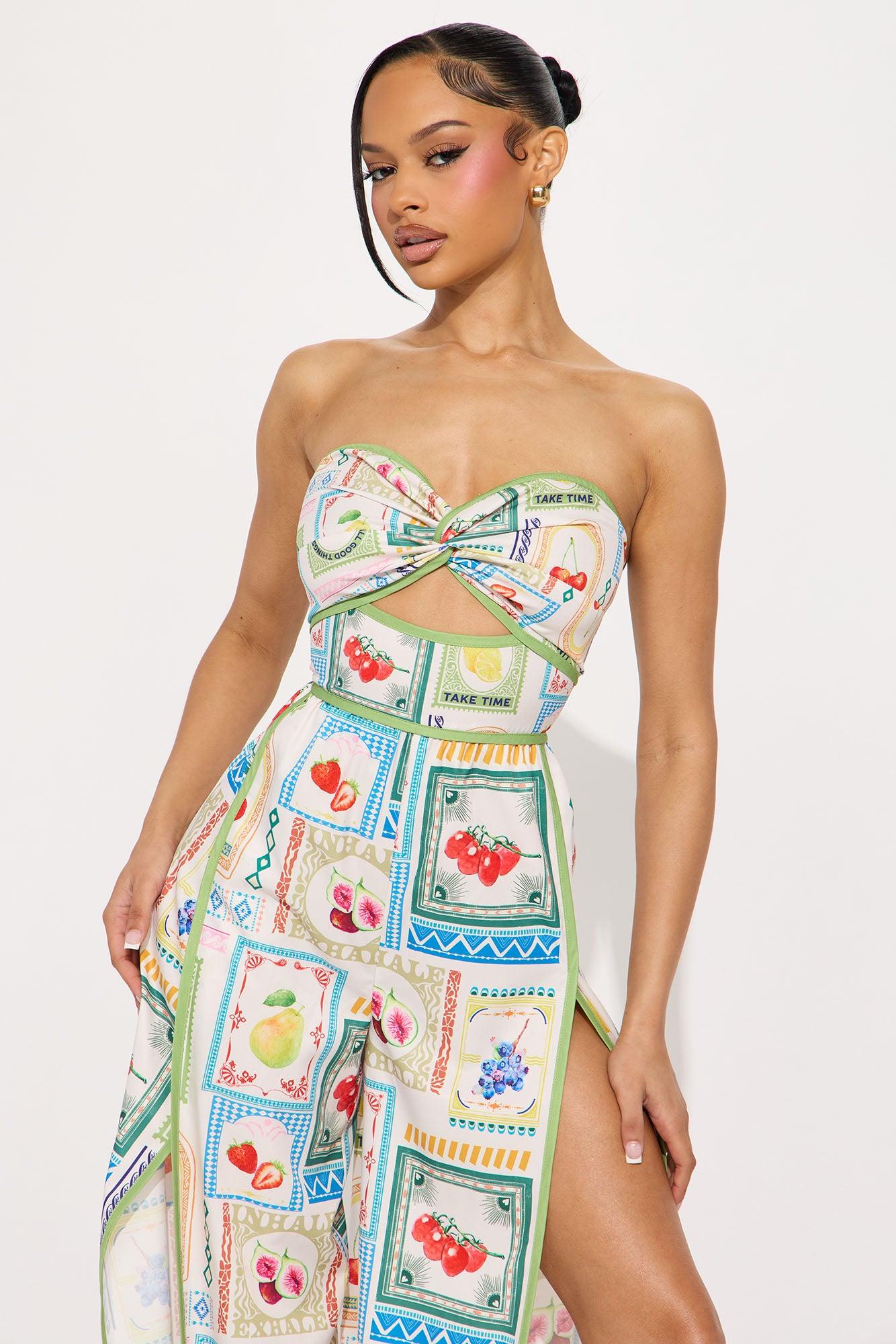 Savannah High Slit Jumpsuit - White/combo Product Image