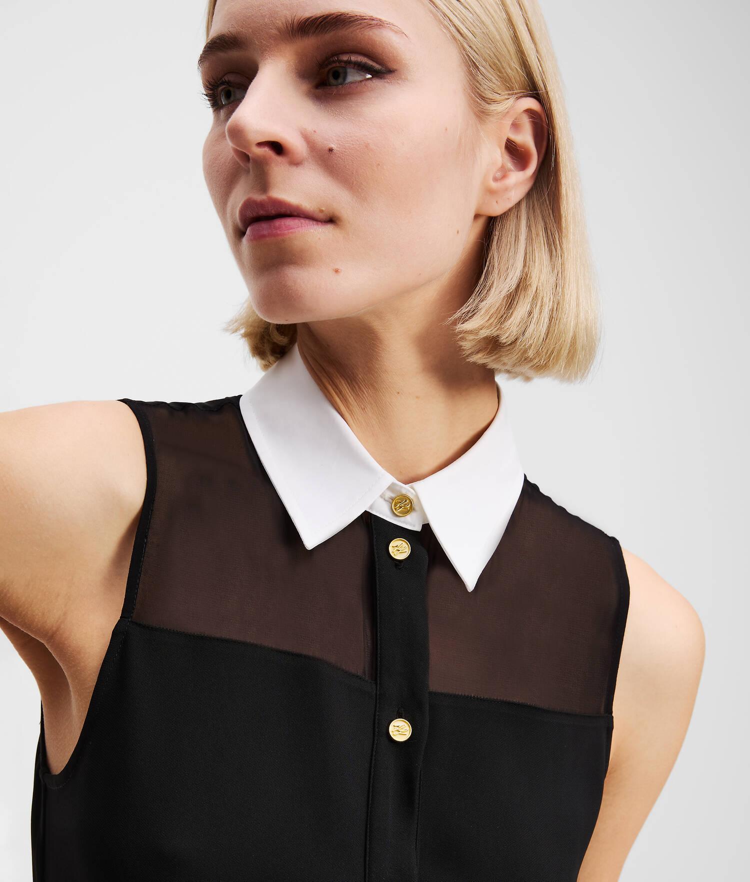 POPLIN COLLAR SLEEVELESS BLOUSE Product Image