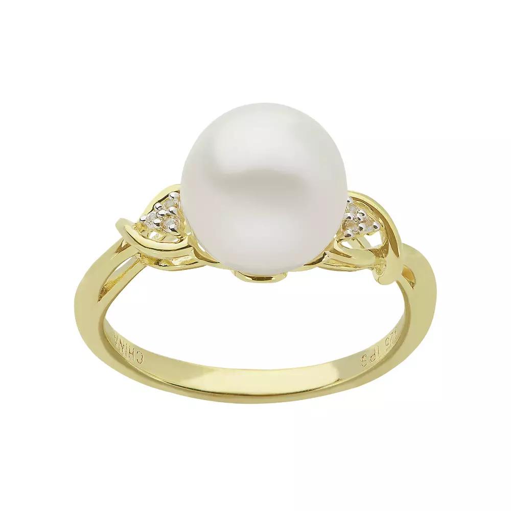 PearLustre by Imperial 14k Gold Over Silver Freshwater Cultured Pearl Ring, Womens Gold Tone Product Image