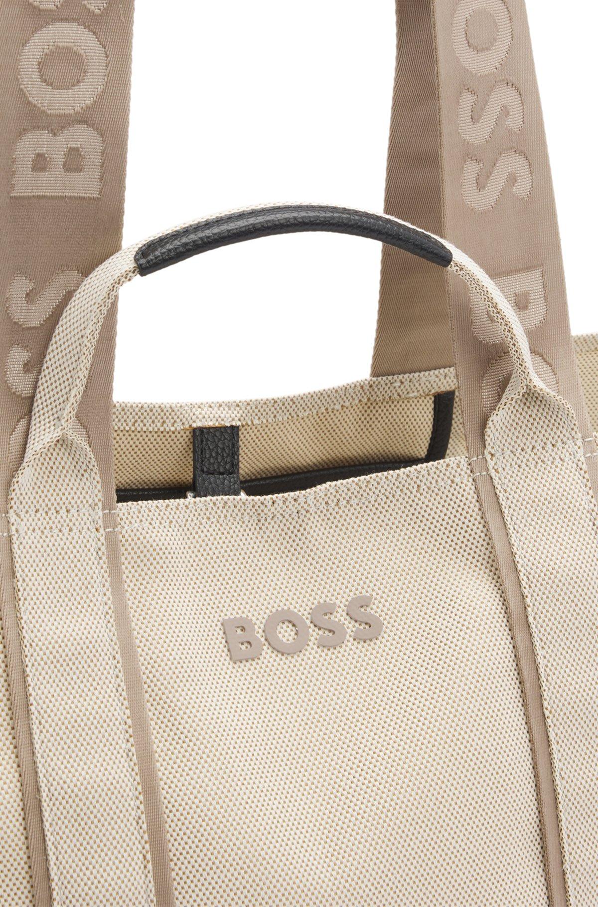 BOSS - Textured tote bag with logo straps - White Product Image