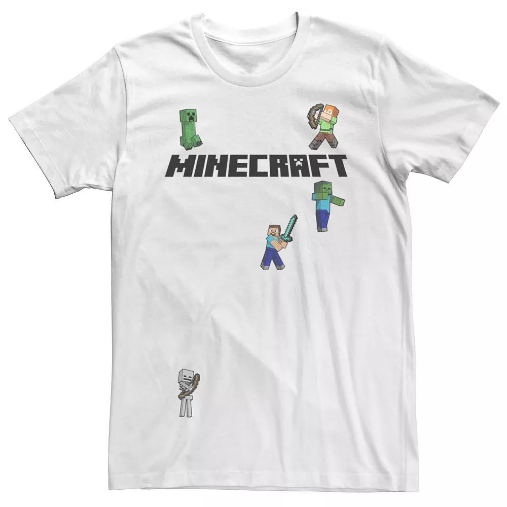 Men's Minecraft Creep Skeleton Zombie Sprites Overworld Logo Tee,  Product Image