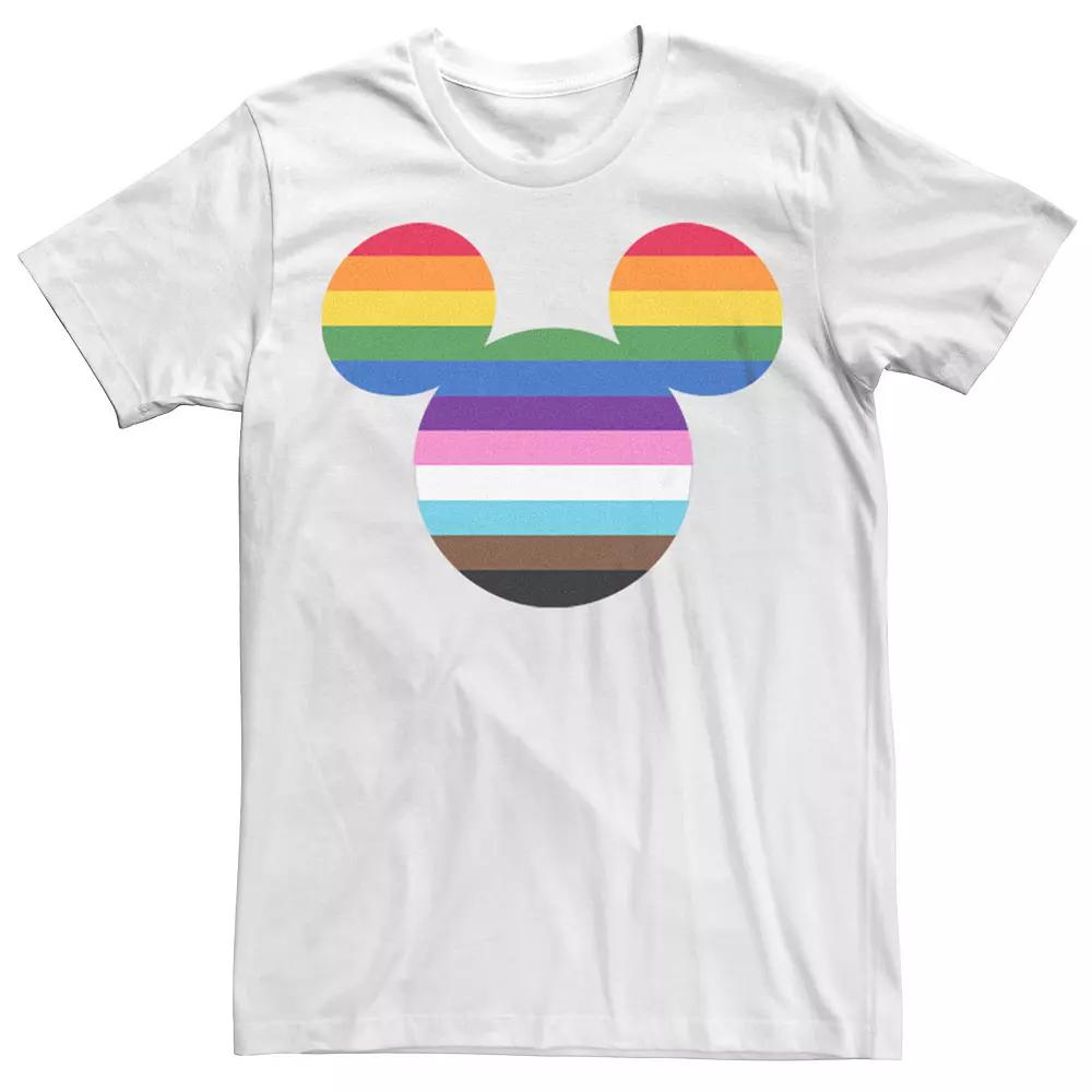 Disney's Mickey Mouse Men's Rainbow Stripe Filled Head Graphic Tee,  Product Image
