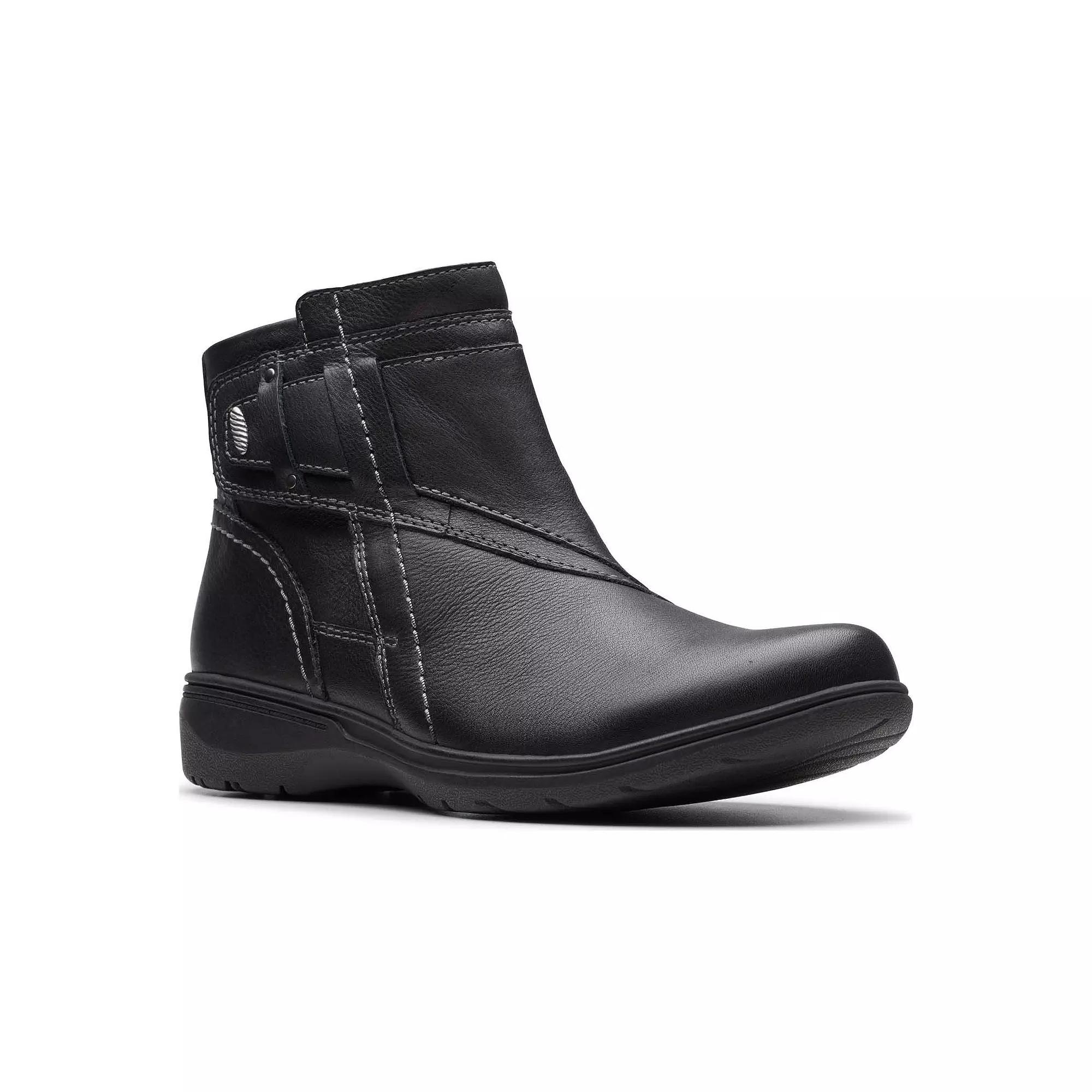 Clarks® Carleigh Style Women's Leather Pull-On Boots, Size: 7.5 Wide, Black Product Image