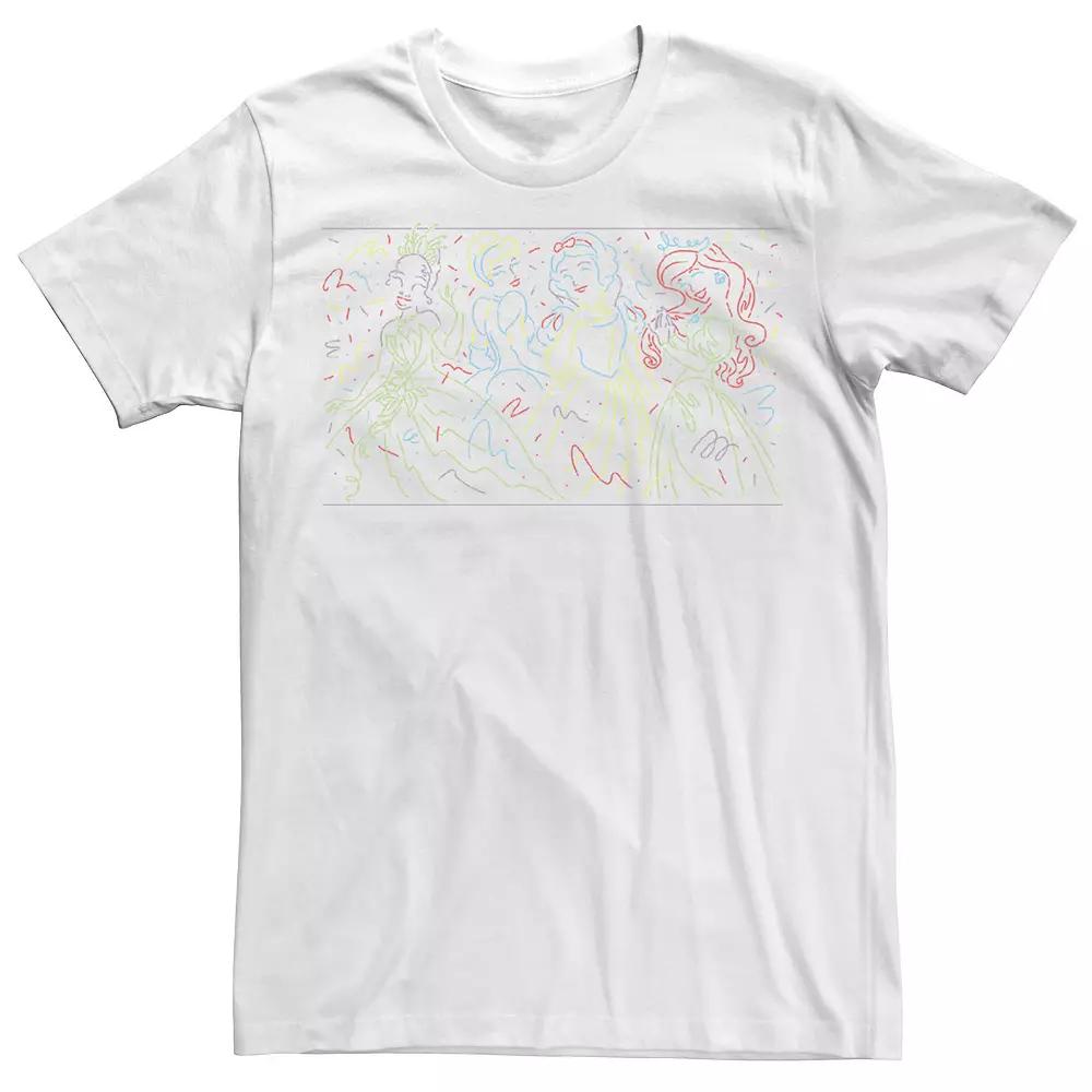 Men's Disney Princesses Neon Line Art Group Shot Tee,  Product Image