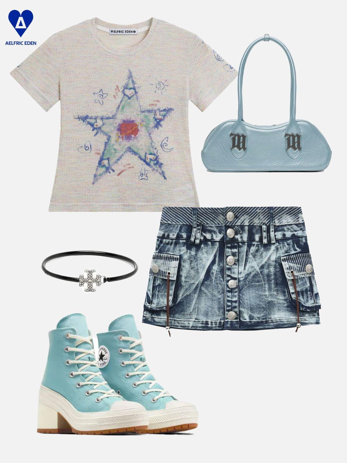 Aelfric Eden Star Graphic Cropped Knit Tee Female Product Image