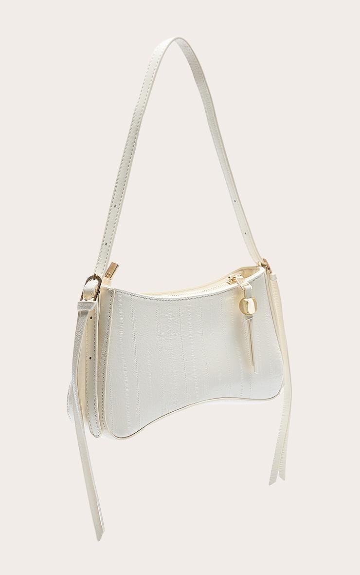 Cream Curved Beaded Shoulder Bag Product Image